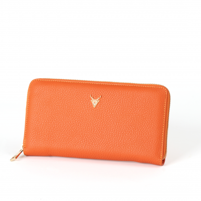 Ahıska Takozlu Kadın Deri Cüzdan Turuncu 617